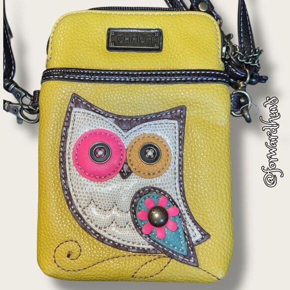 CHALA Owl Cell Phone Crossbody Purse Vegan Leather Handbag - Picture 3 of 9